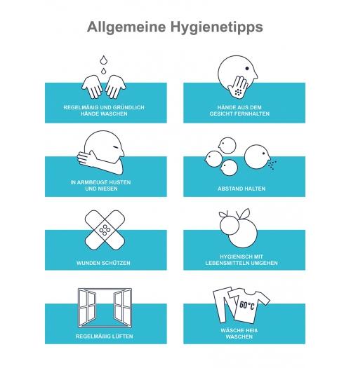 Transparente Klebefolie Hygienetipps A4